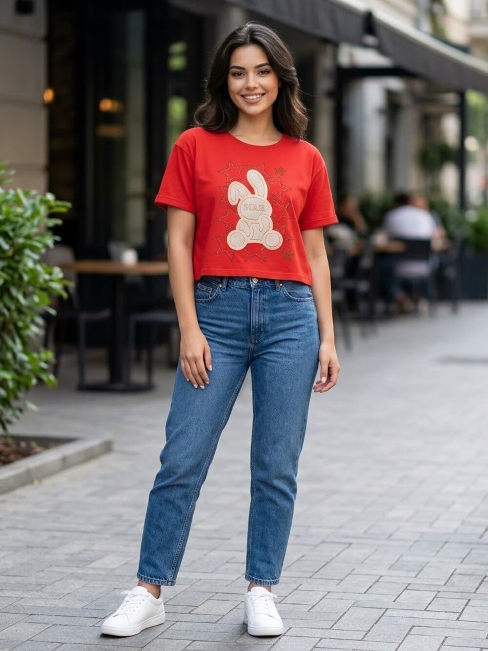 Red Rhinestone Star Graphic Tee